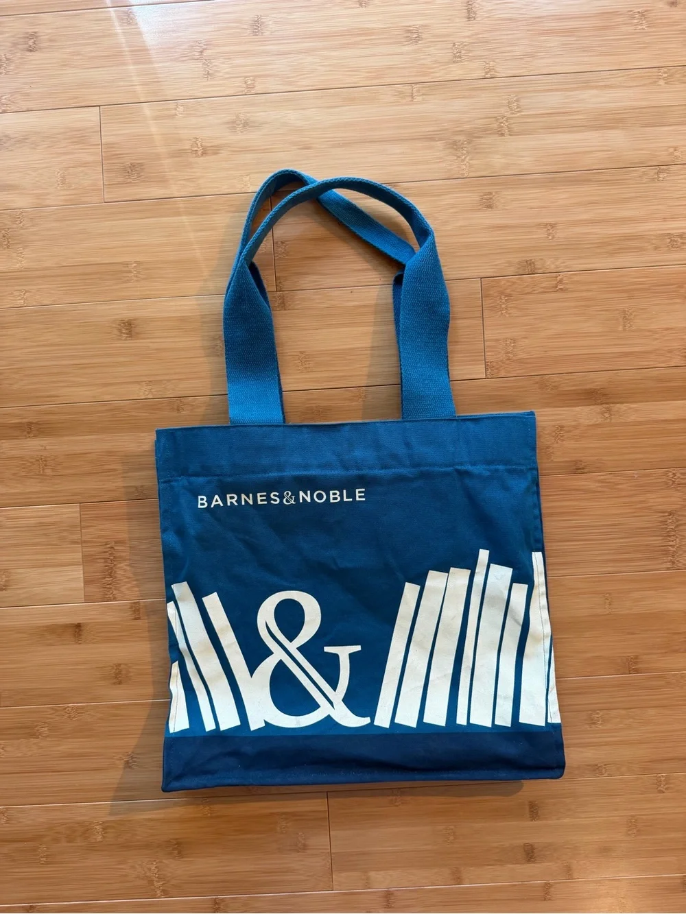 Barnes & Noble Blue Canvas Tote with interior pockets